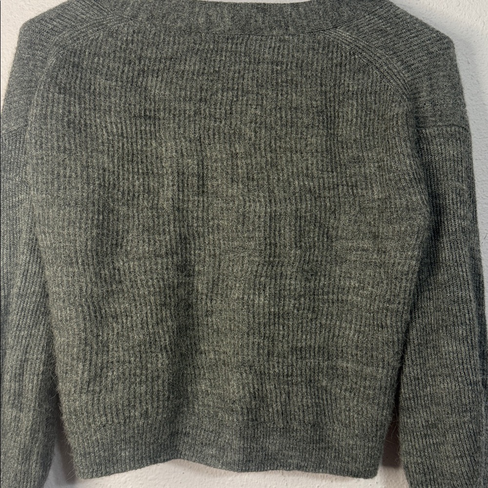 Quince Women Charcoal Baby Alpaca Wool Cropped Button-Up Cardigan Size S - Picture 8 of 10